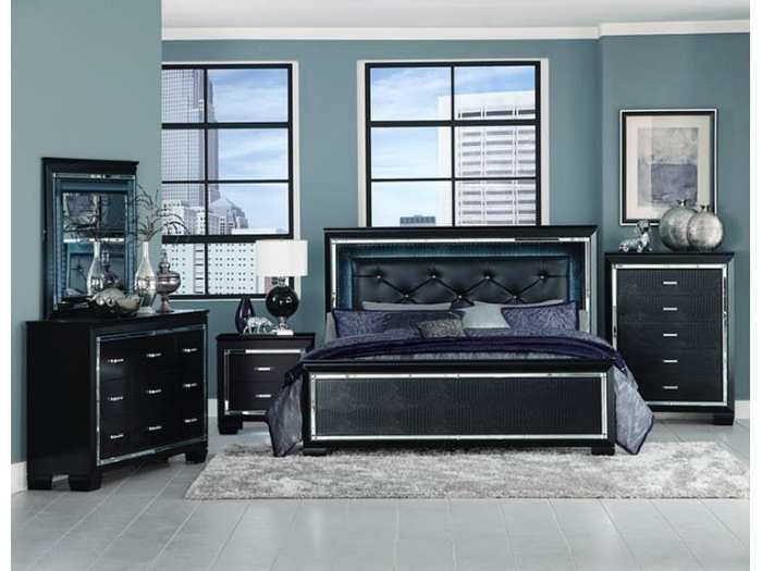 Black bedroom furniture with led lights