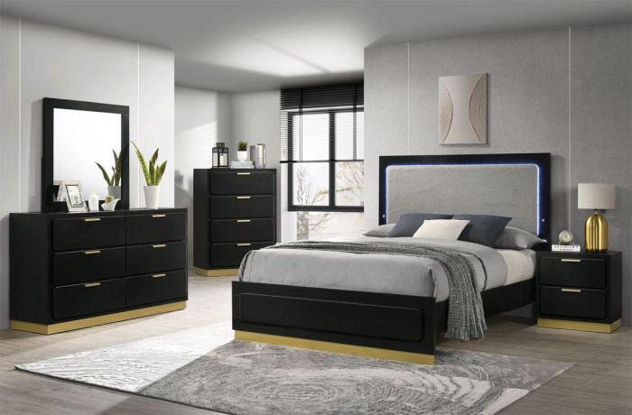 Black bedroom furniture with led lights